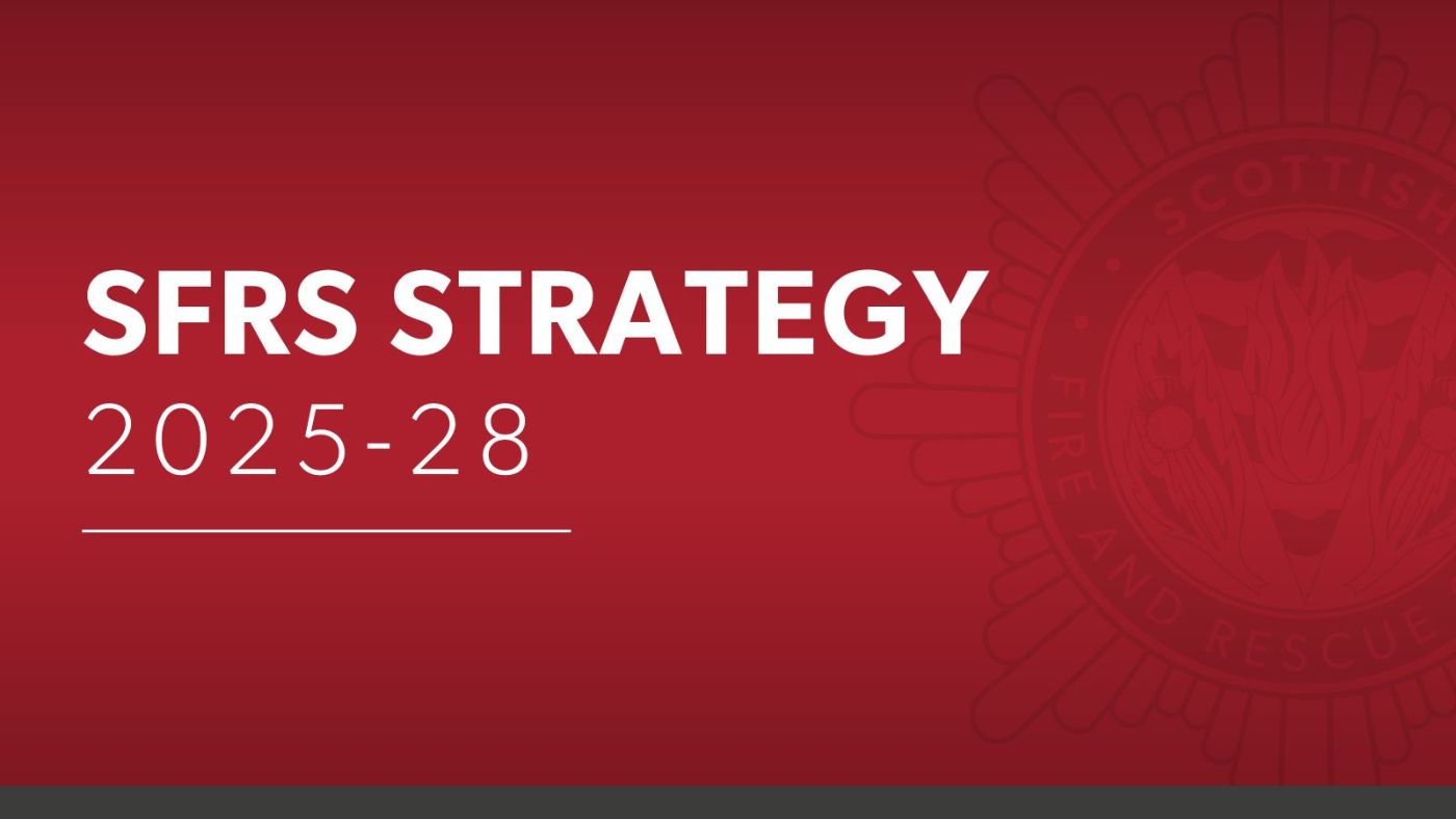 A red banner with text SFRS strategy 2025 to 2028