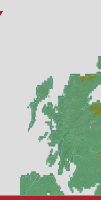 Map of Scotland showing potential wildfire areas in the North and North-East of Scotland for the 20th and 21th March 2026