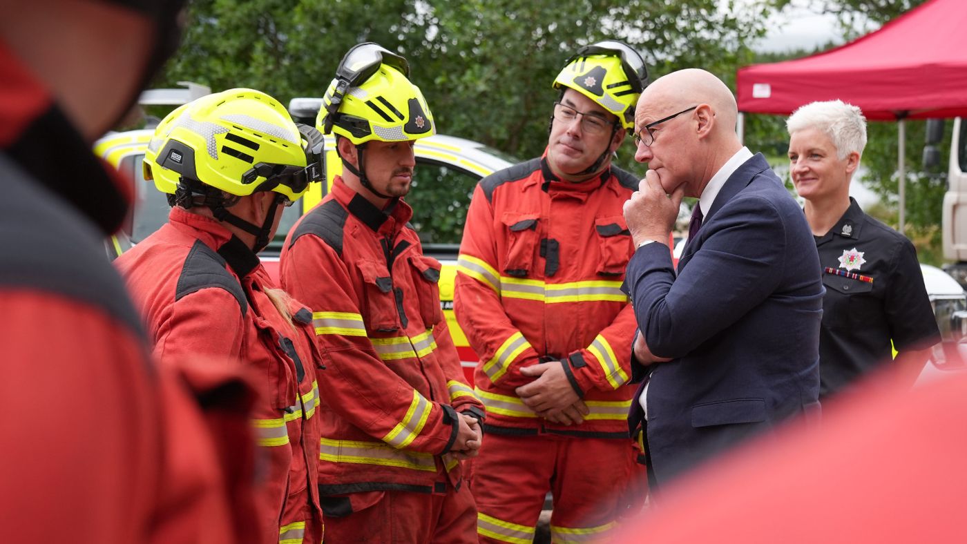  First Minister John Swinney meeting firefighters