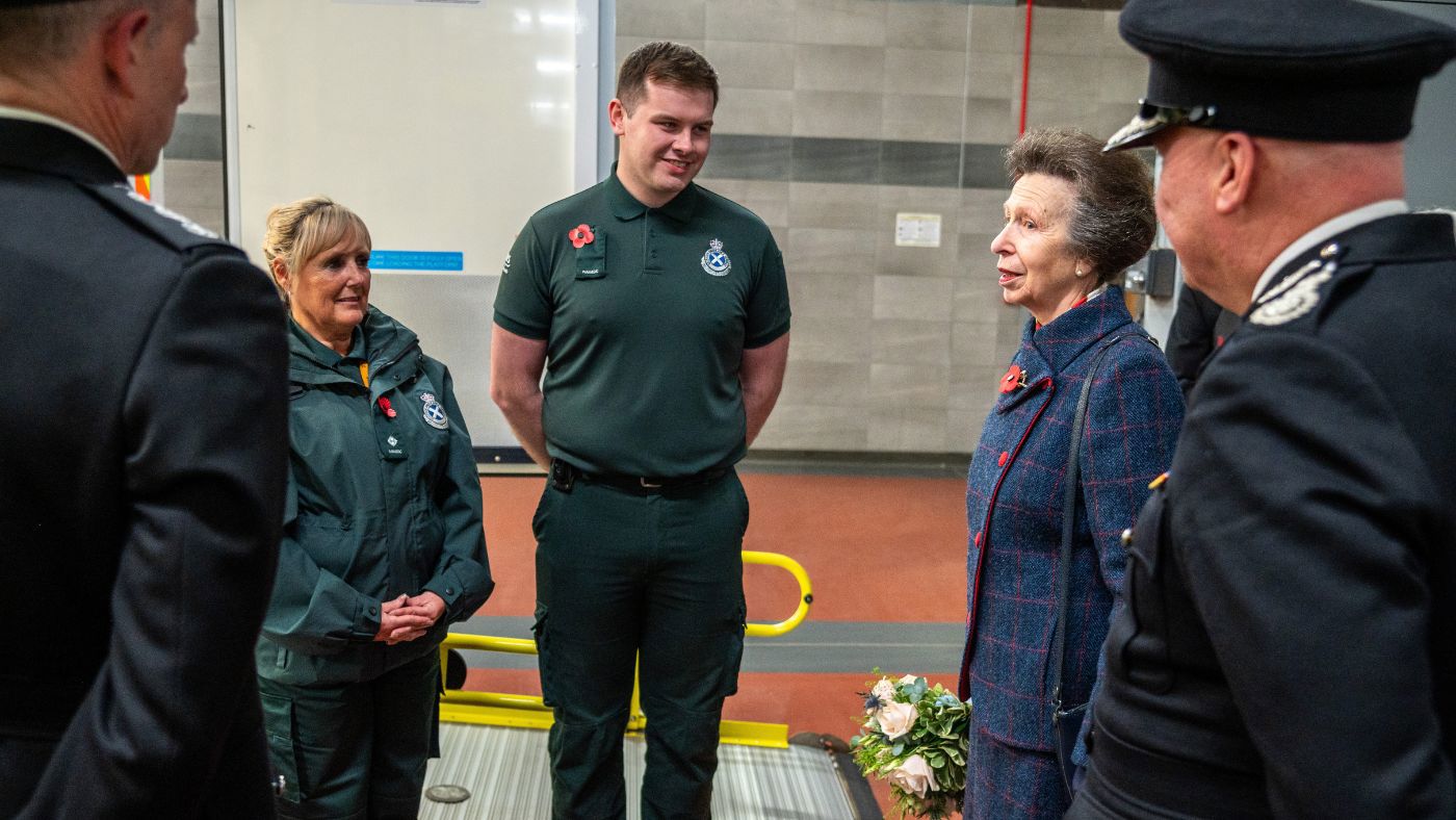 The Princess Royal with the Scottish Ambulance Service crews