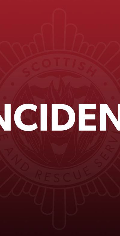 Red background with a faded SFRS crest. Text reads: Incident