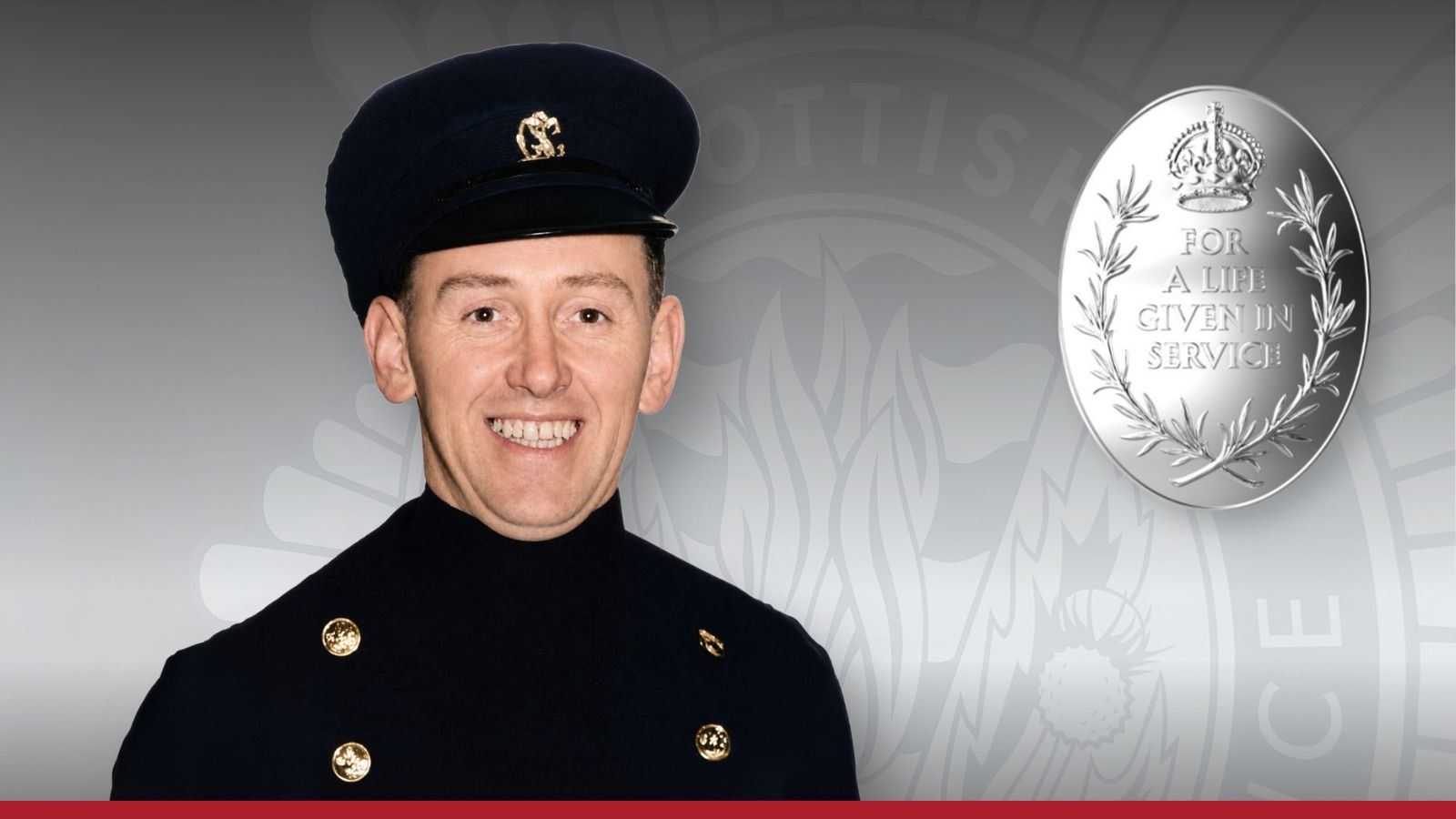 Firefighter with medal