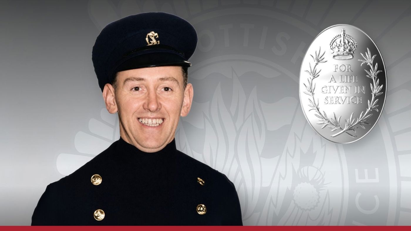Firefighter with medal