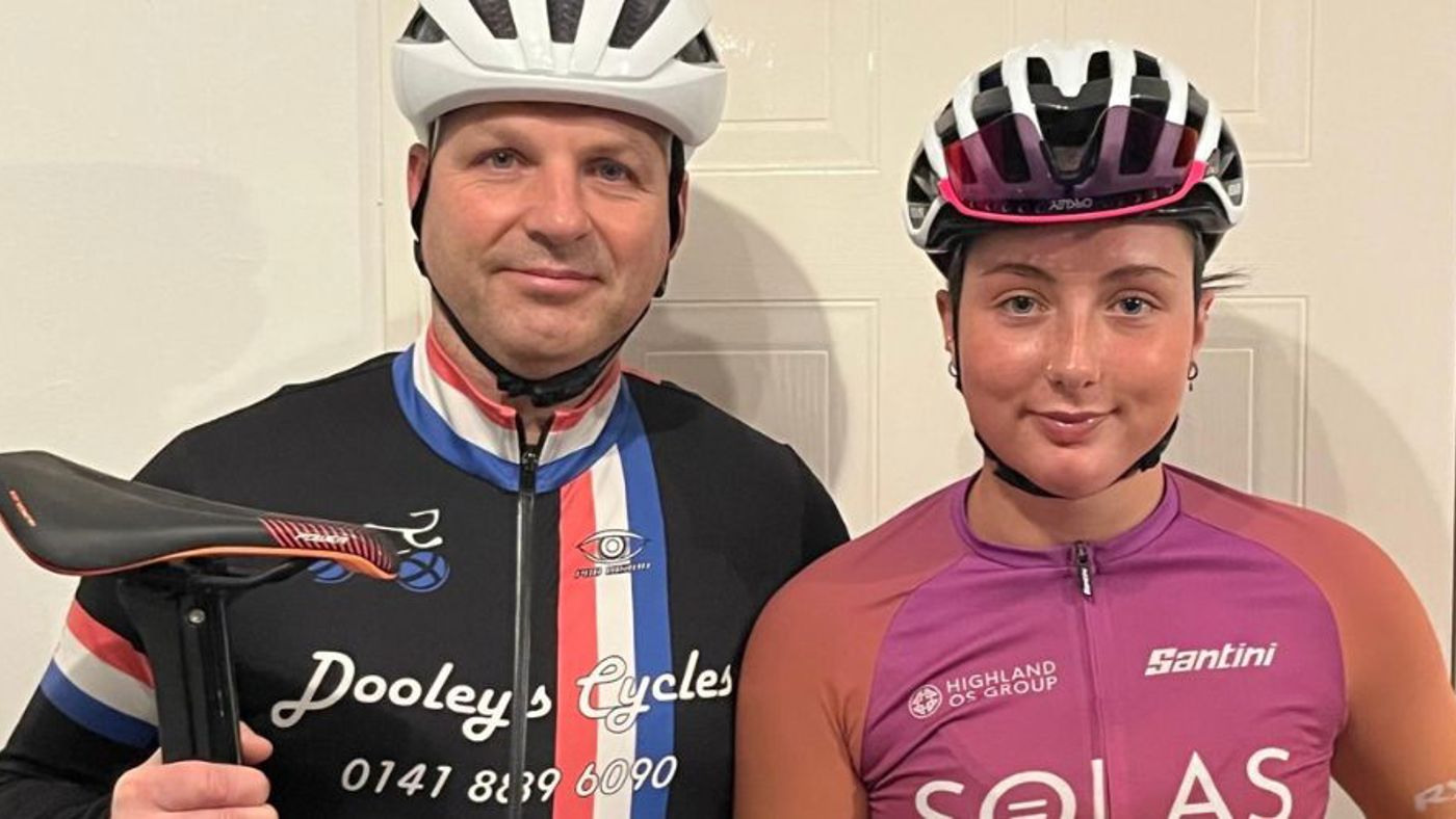 Group Commander Barrie McCutcheon and cyclist daughter Isla