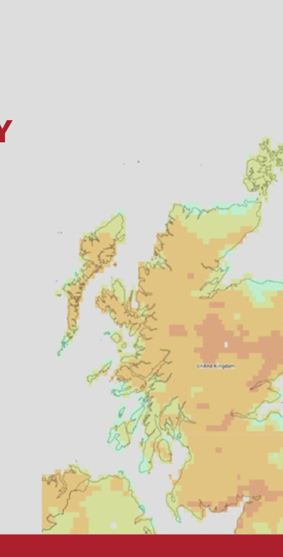 A graph which shows a heat map for wildfire risk in Scotland